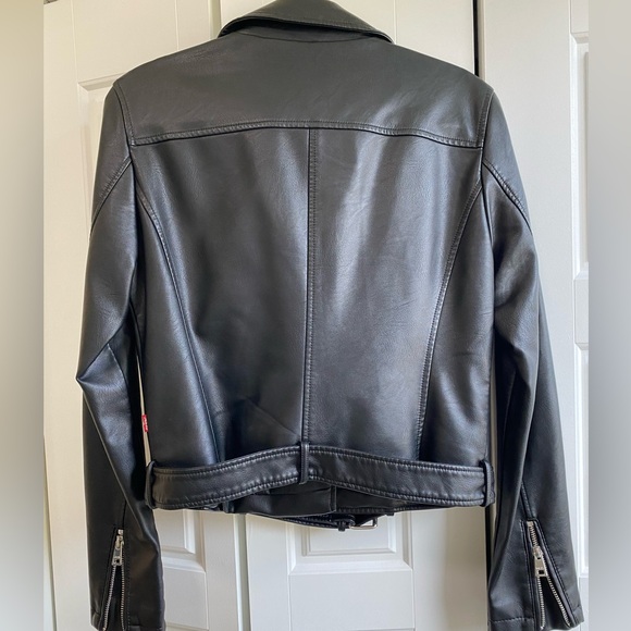 Levi’s Faux-Leather Black Belted Hem Moto Jacket - Picture 4 of 5